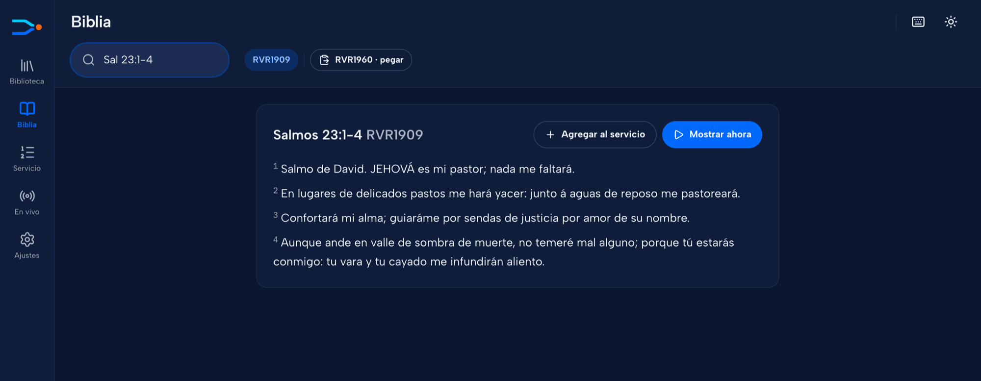 Búsqueda de Salmos 23:1-4 en la Reina-Valera 1909