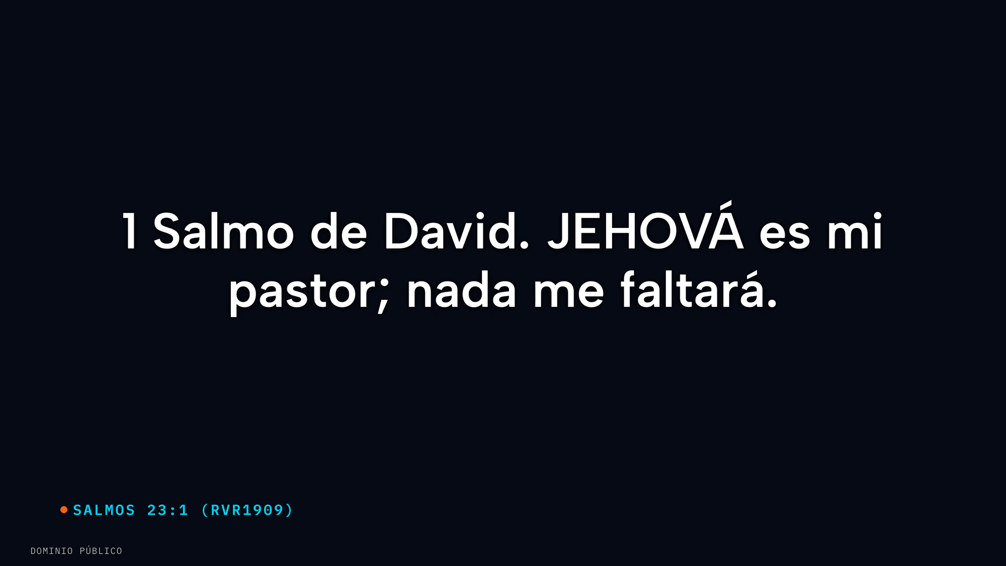 Salmos 23:1 en la pantalla principal con su referencia